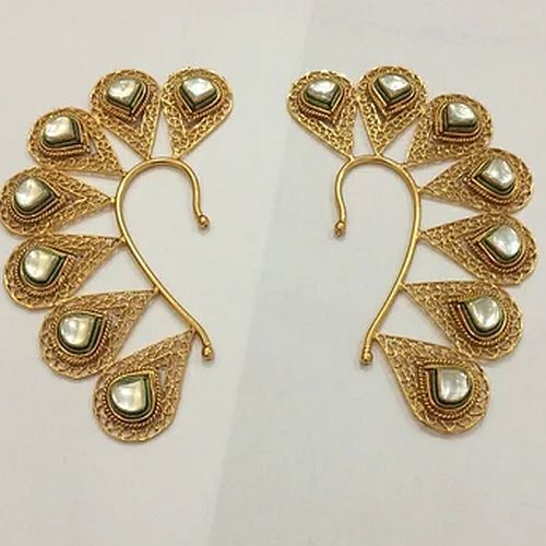 Metal Party Wear Golden Imitation Ear Cuff