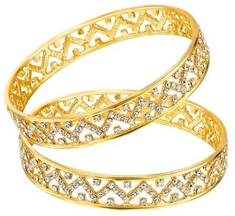 Metal Stone Work Golden Imitation Bangle Set Festive, Wedding
