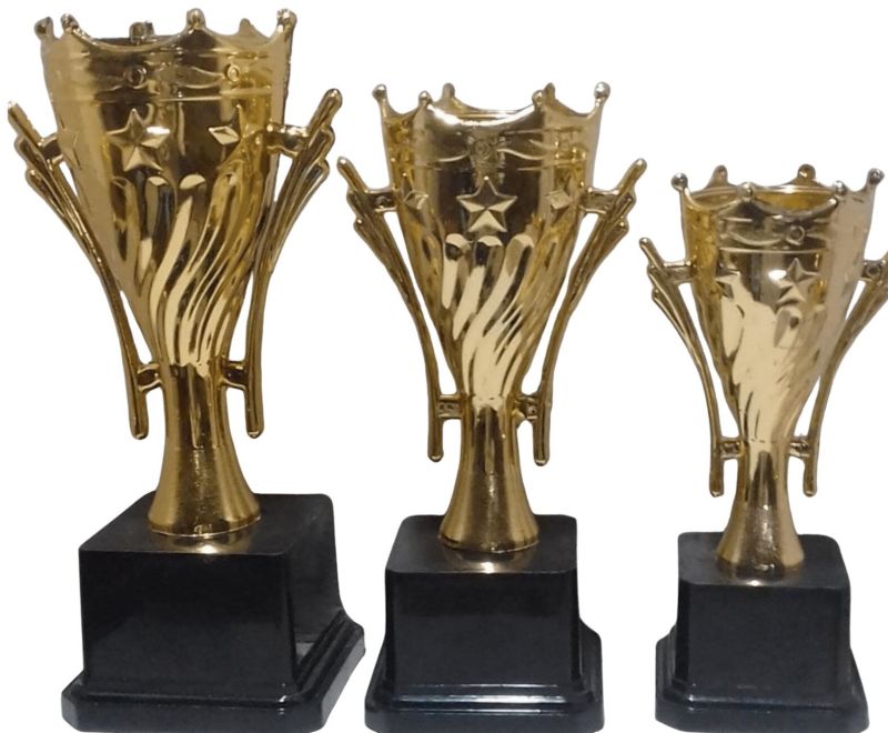 Gold Plated Metal Trophy with Wooden Base