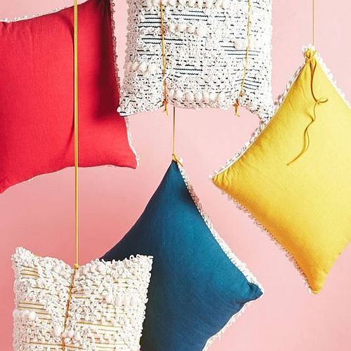 Polyester Square Decorative Multicoloured Cushion Standard