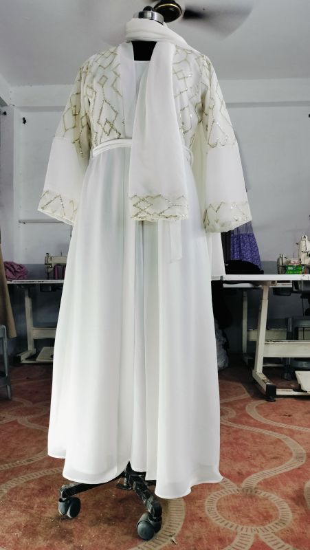 Elegant White Abaya Dress