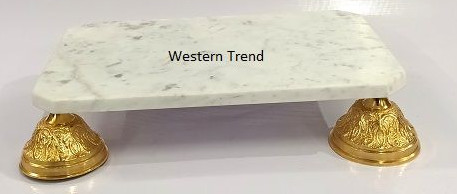 Polished Western Trend Marble Pooja Chowki, Color : White & Gold