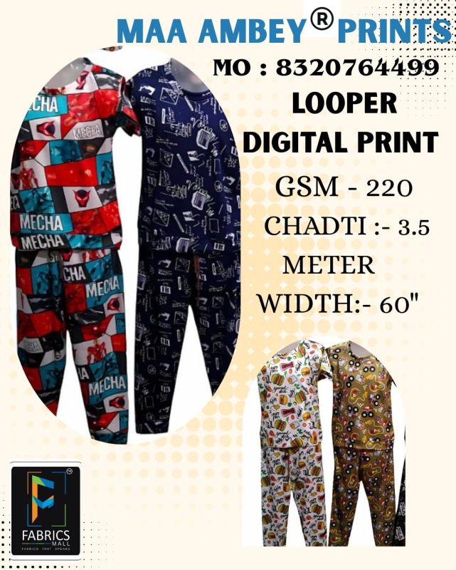 Looper Digital Polyester Lycra Fabric