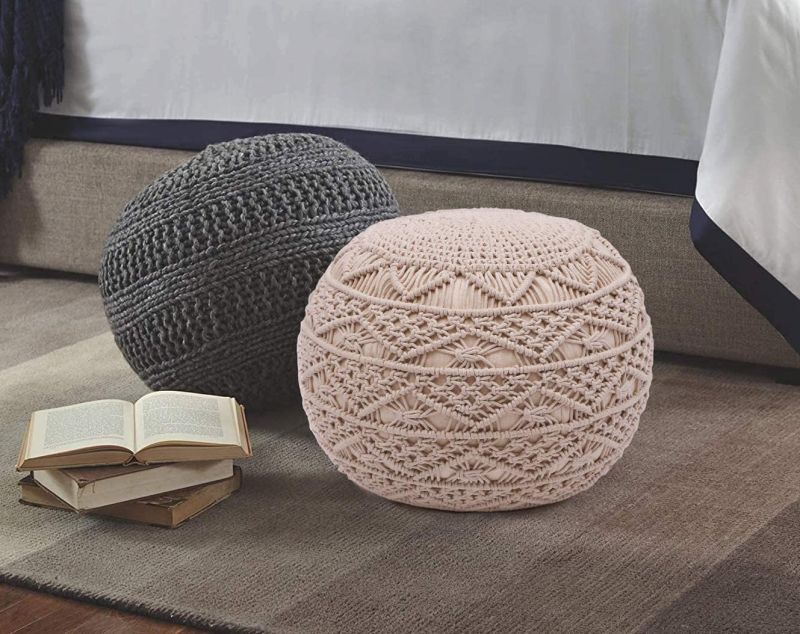 Hand Woven Macrame Pouf Ottoman Footrest Bean Bag