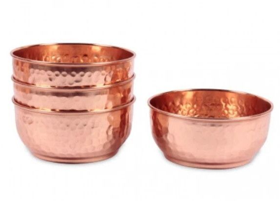 Round Copper Hammered Bowl