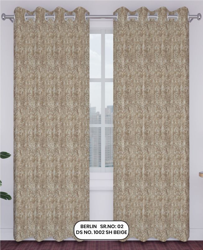 Berlin Jacquard Curtain Beige Design no.1002 SR.no. 02 Ring Style