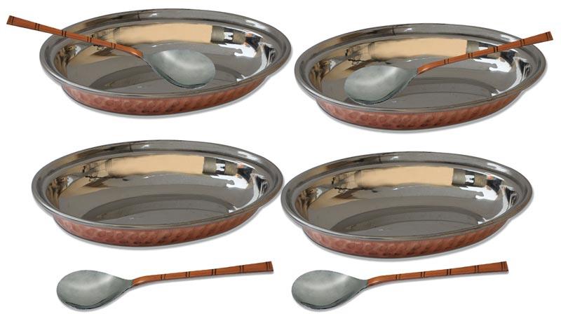 Copper Steel Oval Dish Bowl