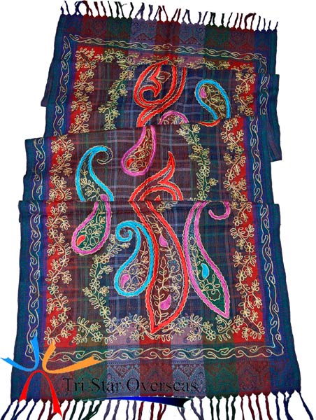 Antique Embroidery Wool Scarf