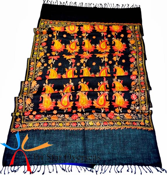 Wool Embroidered Shawl, Size : 70x200 cms