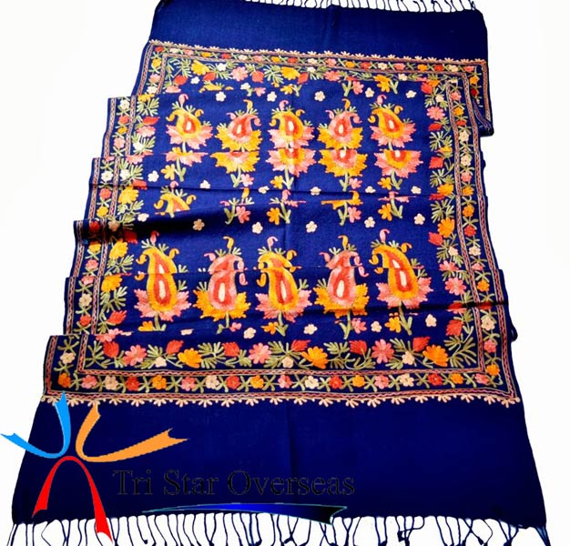 Fashion Wool Kashmiri Embroidery Shawl, Size : 70x200 cms