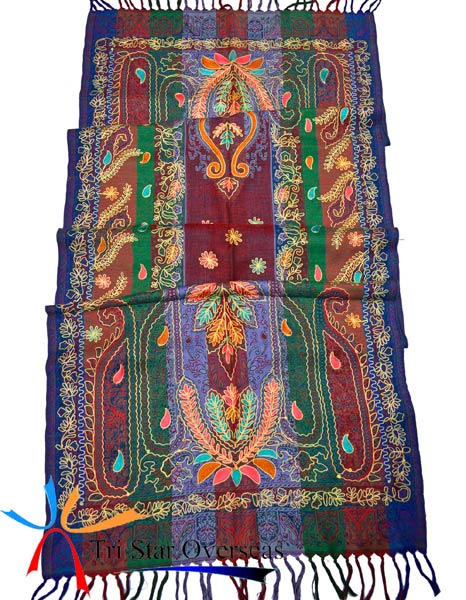 Indian Embroidery Wool Scarf, Size : 70x200 cms