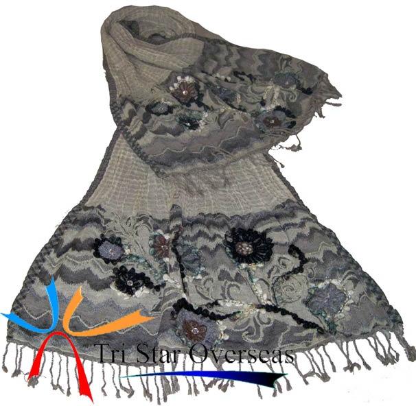 Wool Lycra Indian Embroidery Stole