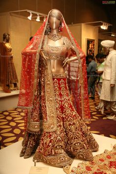 Red Bridal Georgette Lehenga with Silk Blouse with Stone Embellishment