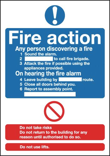 Fire Action Standard Signage