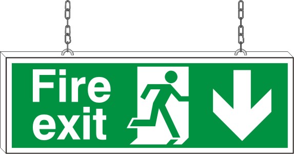 Fire Exit Down Hanging Signage