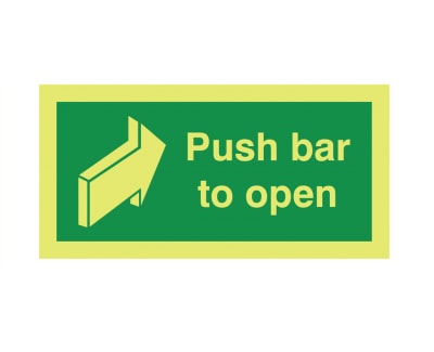 Nite Glo Photoluminescent Push Bar To Open Signage