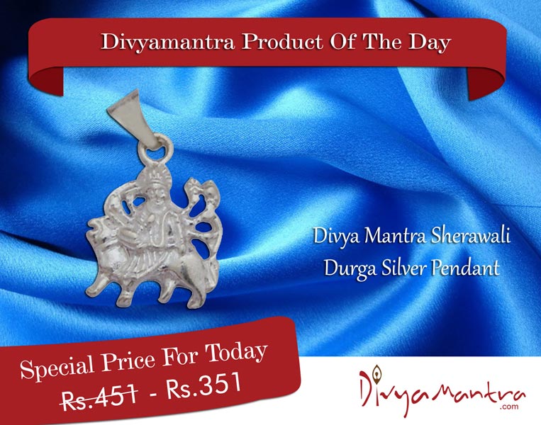 Divyamantra Sherawali Durga Silver Pendant
