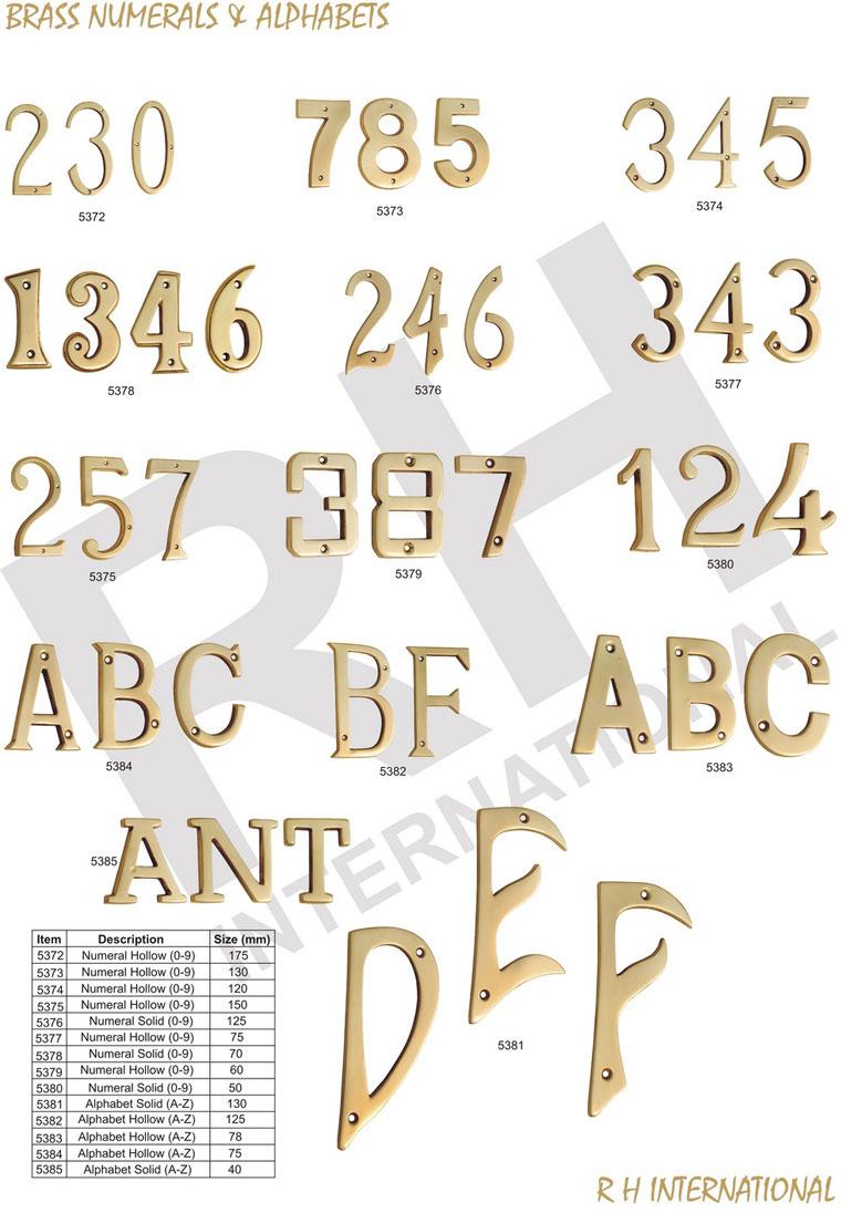 Brass Numerals & alphabets