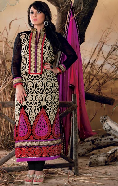 Traditional Looking Zari Resham Embroidered Dress