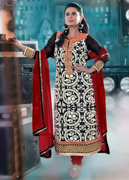 Traditional Party Wear Zari Resham Embroidered Dress
