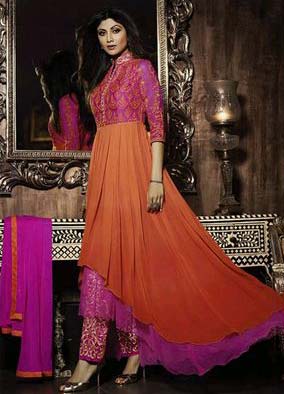 Shilpa Orange & Magenta Anarkali Suit