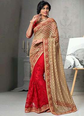 Sonorous Red & Brown Saree
