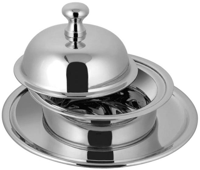 300-500gm Polished Stainless Steel Butter Dish, Size : 6inch