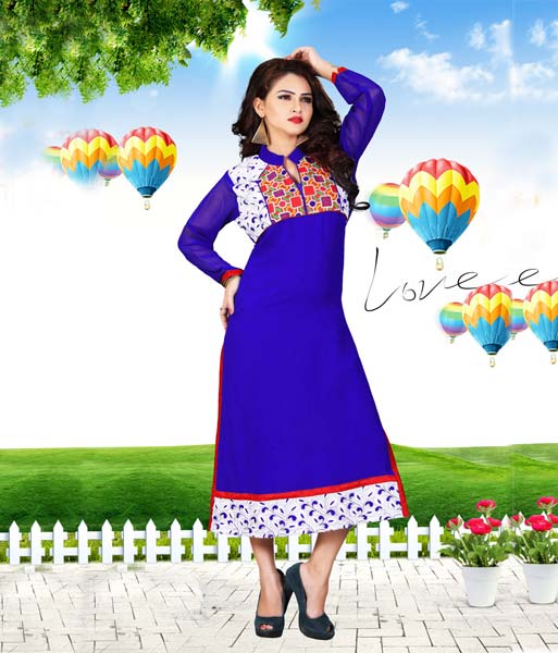 Df Blue Color Georgette Kurti