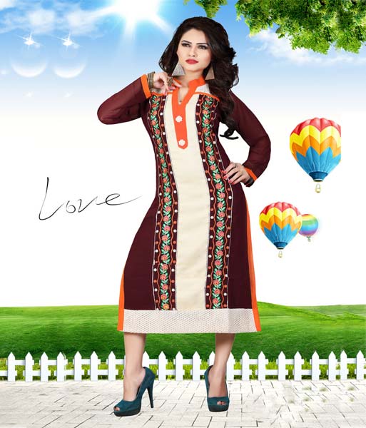 Df Multicolor Georgette Kurtis