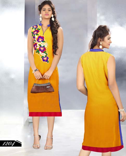 Df Yellow Color New Design Georgette Kurti