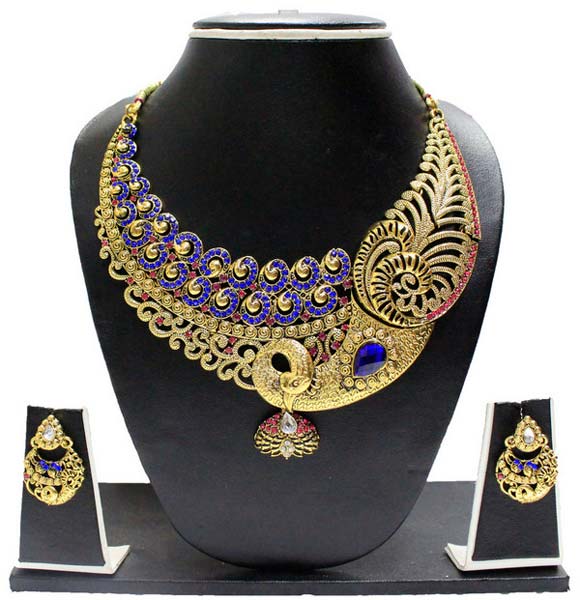 Zaveri Pearls Peacock Designer Necklace Set