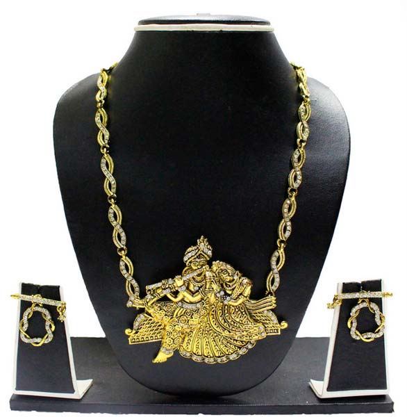 Zaveri Pearls Radha Krishna Temple Necklace Set
