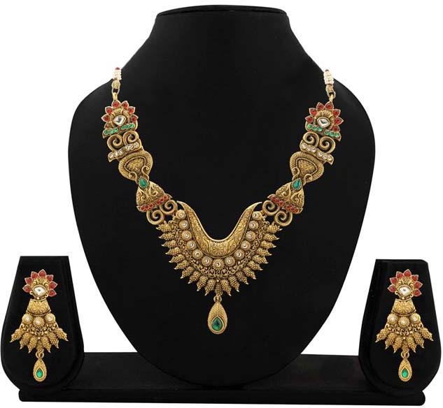 Zaveri Pearls Rajwada Antique Necklace Set