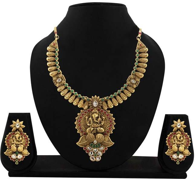 Zaveri Pearls Temple Necklace Set