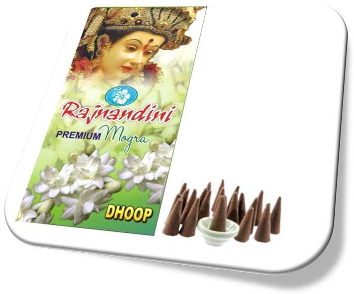 Rajnandini Premium Mogra Incense Cones, for Home, Office, Temples, Length : 1-5 Inch