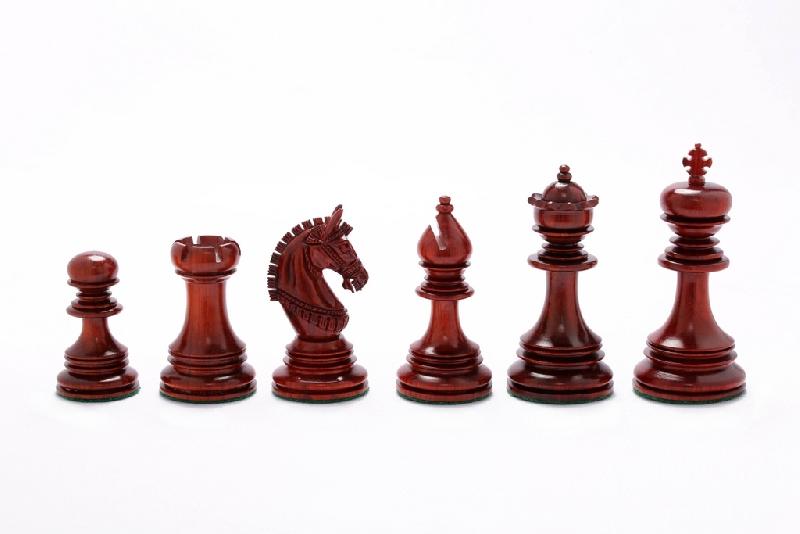The Indian Chetak II Customized Staunton Chess Set in Bud Rose Wood & Box Wood