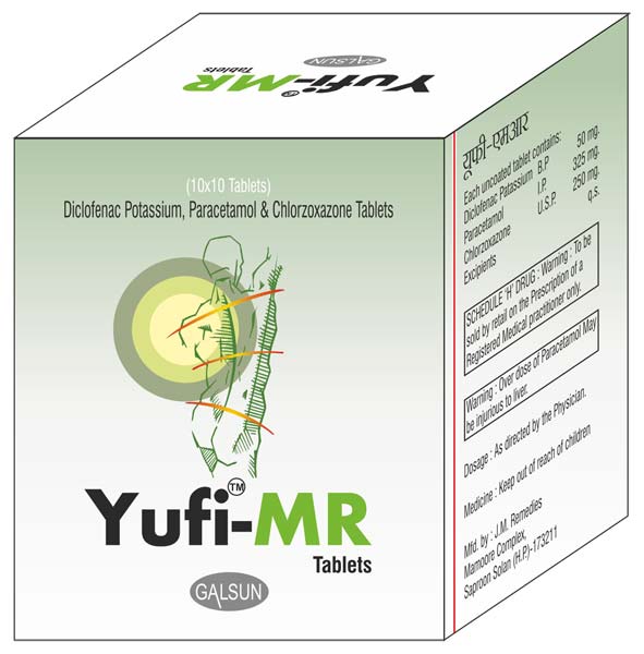 Yufi-MR Diclofenac paracetamol chlorzoxazoneTablets