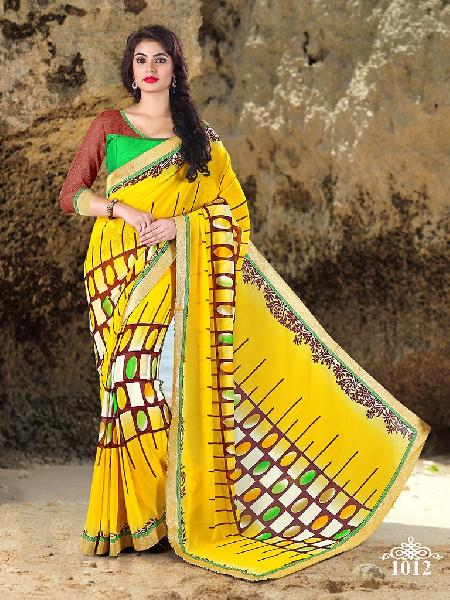 FANCY FABRIC FANCY FABRIC CHECKERED PATTERN SARI, for Daily Wear Saree
