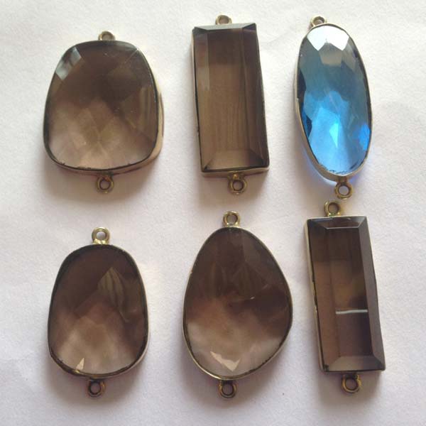 GLASS STONES WITH BRASS  SETTING