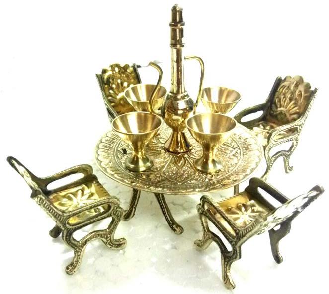 Unique Design Dining Table Chair Maharaja Set (Brass)