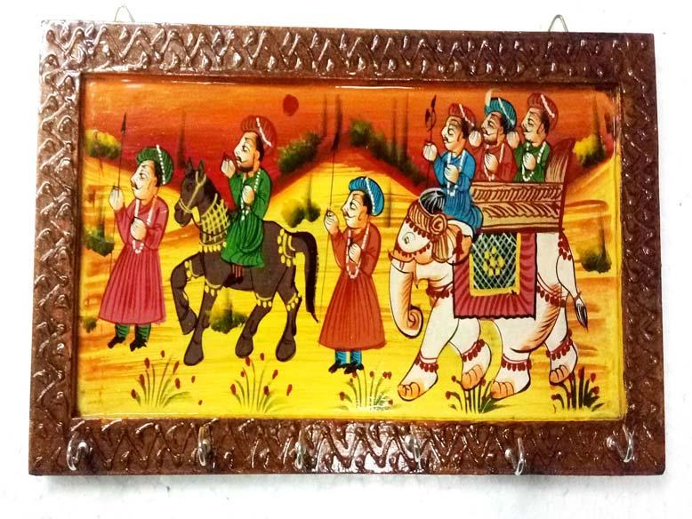 Wooden Rajasthani Painting Key Holder