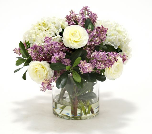 15030# - Waterlook Cream White Hydrangeas Lilacs Bouquet