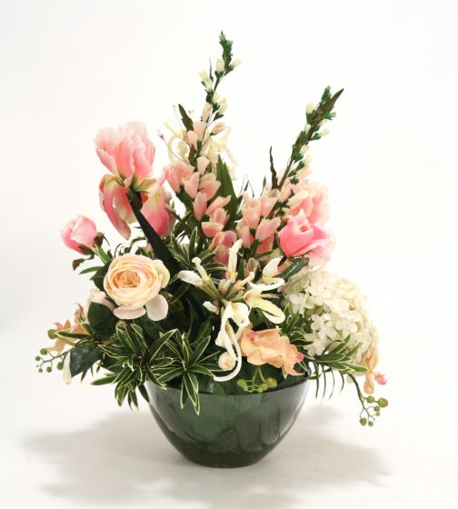 16246# -Waterlook Pink Ivory Mixed Garden Floral Artificial flower