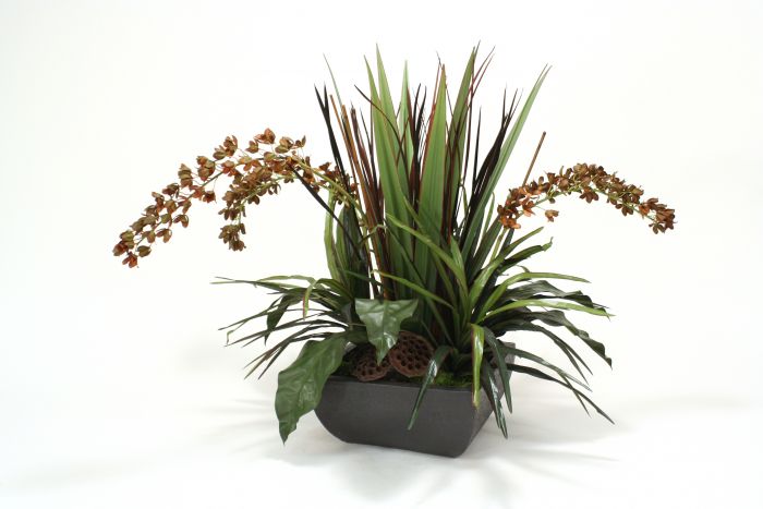 1887B Greenery Natural Rust Square Rust Orchids Planter