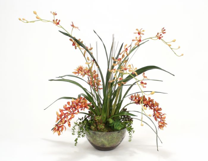 6055 Orchid Garden Glass Bowl without Stand Floor Basket