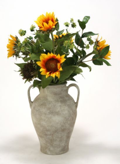 Sunflowers, Bupleurum, Bay Leaf In Jar