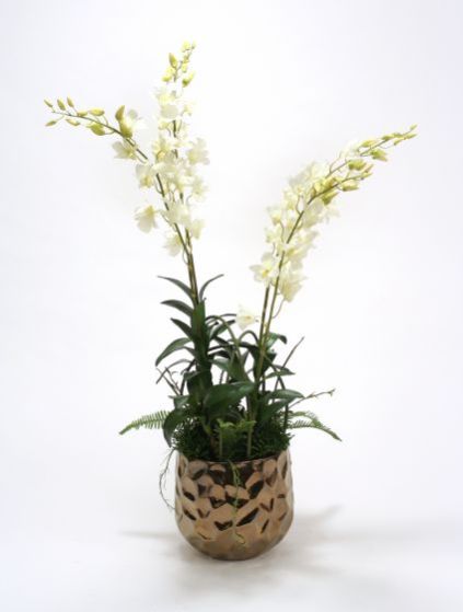 9858# - White Orchids Greenery Mix Bouquet