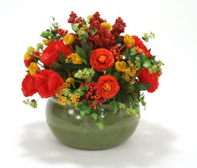 9863# - Orange Red Gold Garden Mix Bouquet