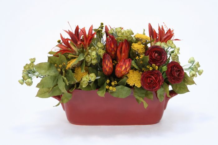 9935 #- RUST RED GOLD GREEN FLORAL bouquet