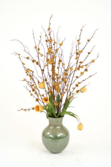 Antique Gold Tulips W/ Blossom Spray